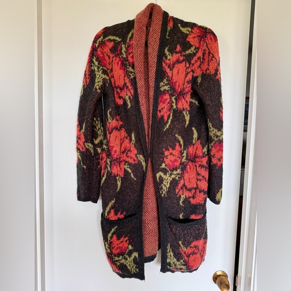 Free People Sweaters - Free People Floral Knit Duster Cardigan